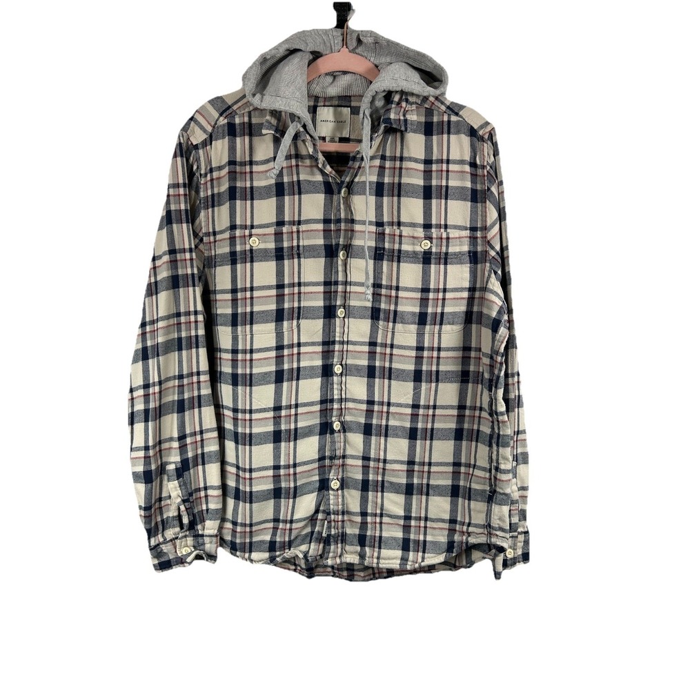 American Eagle Mens Plaid Button Up Shirt L Cabincore Gorpcore Soft Boy Grange